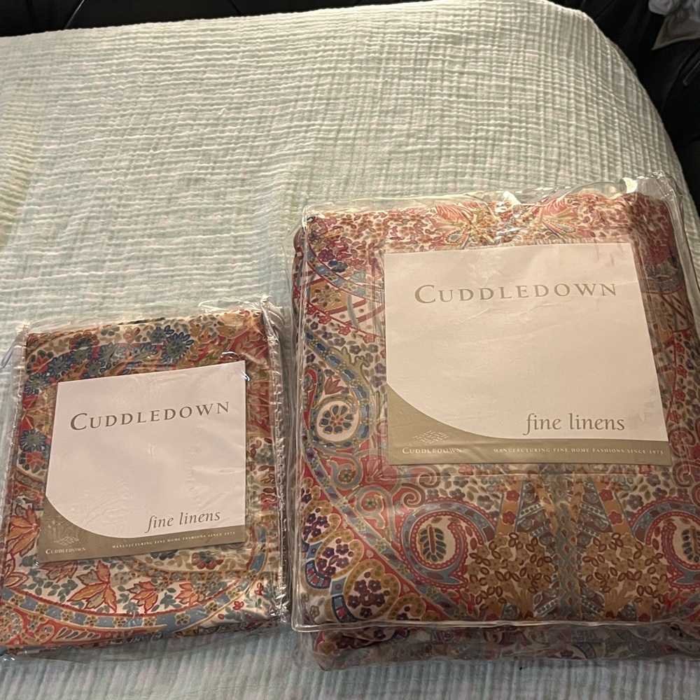 Cuddledown~ King Duvet & 1 Sham ~ Made in Italy ~ NIB~ 100% Cotton